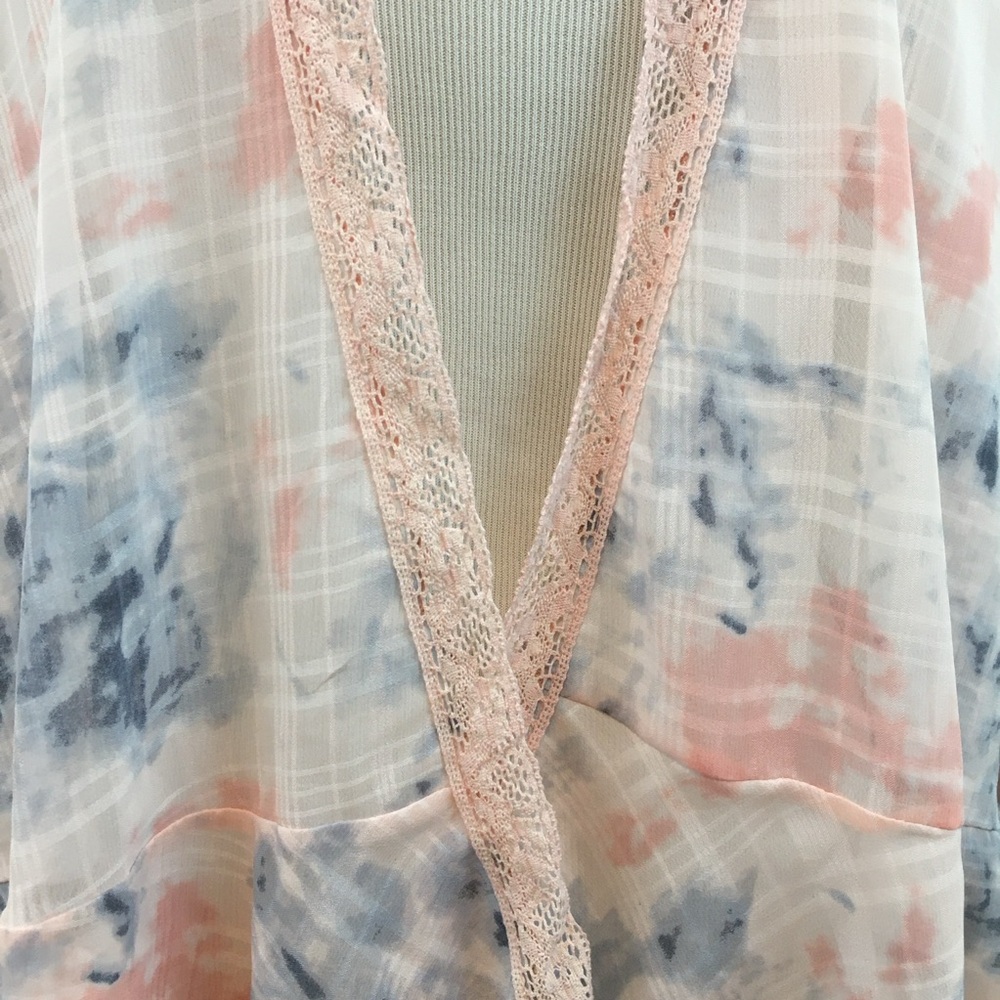 Ces Femme | Ruffled Tie Dye Peplum Kimono - Picture 6 of 8